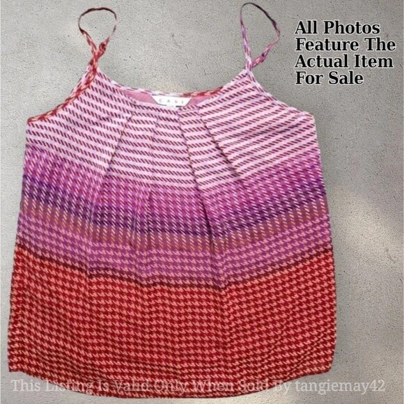 Cabi Houndstooth Pleated Cami Tank Top Womens XS Style 555 Purple And Red EUC - Picture 1 of 9